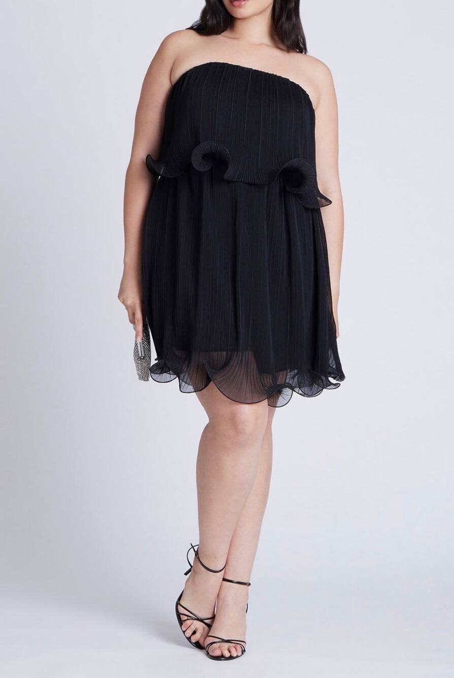 ELOQUII NWT Ruffle Hem Mini Dress In Black. Size 22 Brand New! - Picture 2 of 7